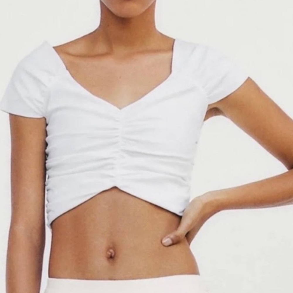 Zara off the shoulder ruched crop top